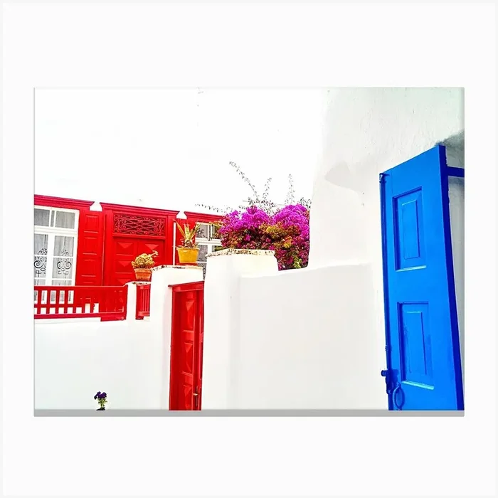 Red Door / Blue Door in Mykonos (Greece Series) Canvas Print by Artscapes by Silver