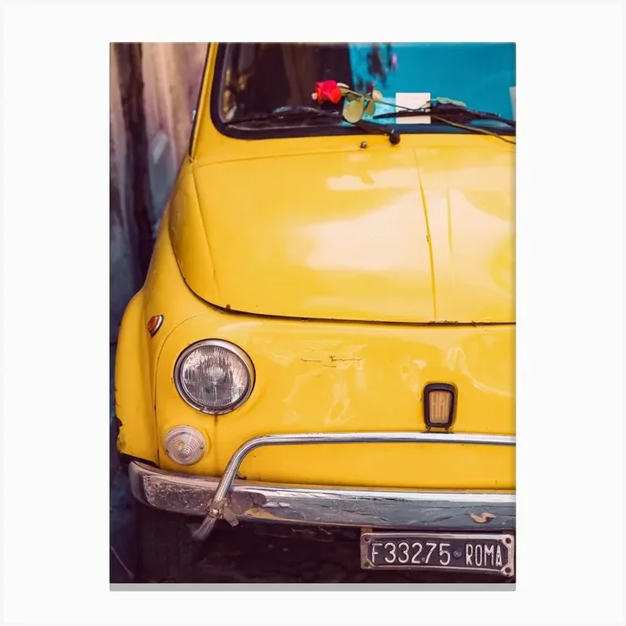 Red Rose 500 Old Car Canvas Print by A Carousel Wandering