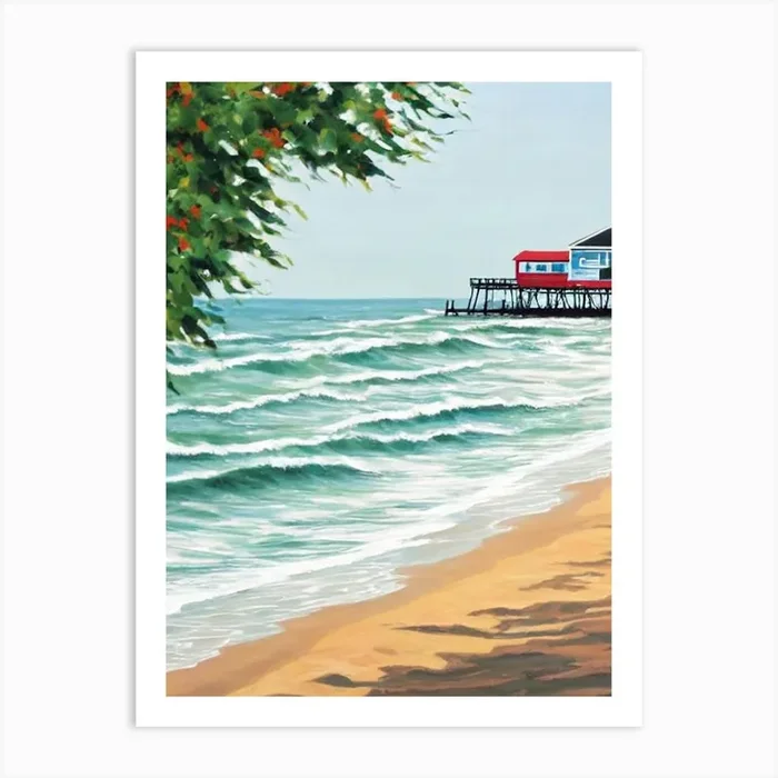 Rehoboth Beach, Delaware Contemporary Illustration Art Print by Sand & Surf Prints