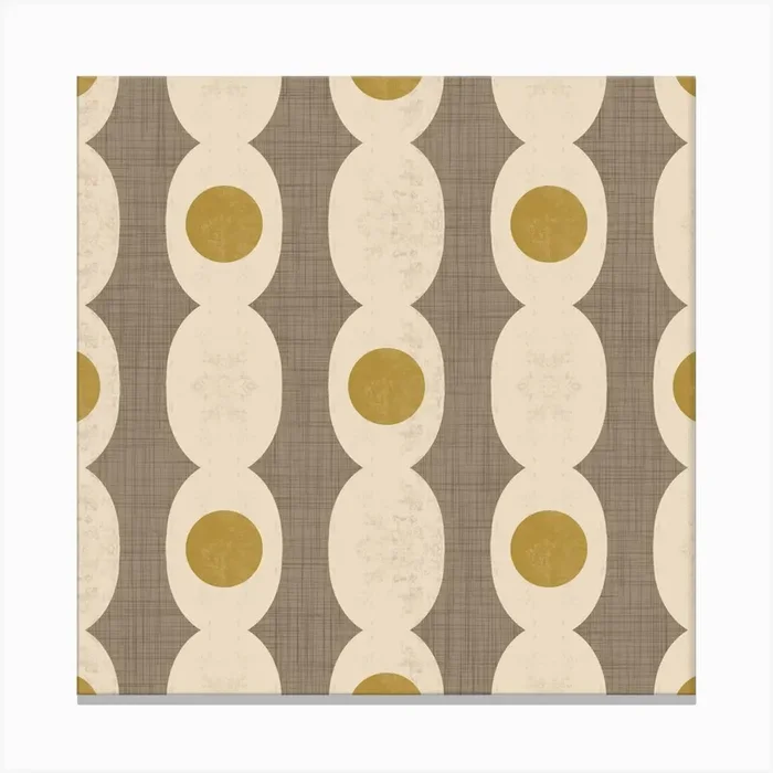 Retro Mod Geo Chain – Taupe – Mid Century Modern Canvas Print by Susana Costa