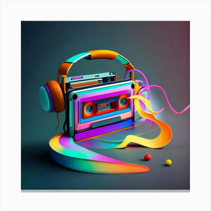 Retro Music Cassette Canvas Print by FOX & JAY