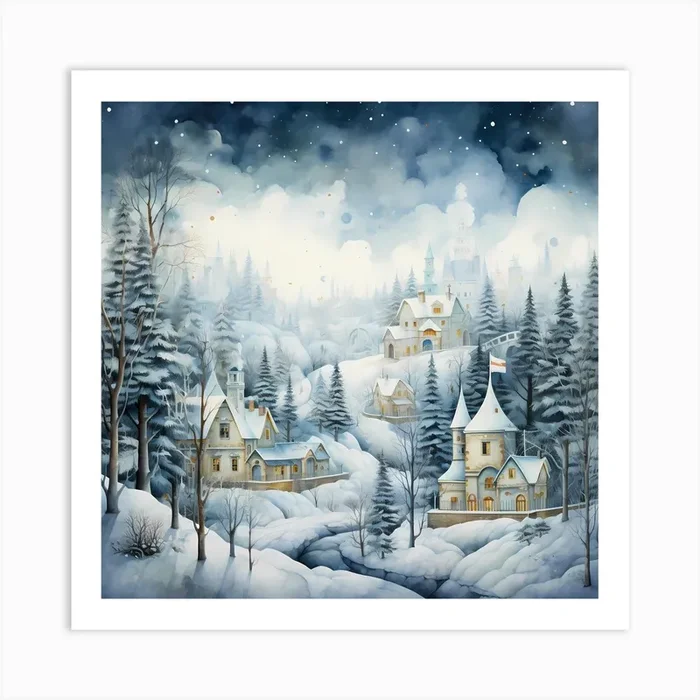 Retro Reflections: Yuletide Bliss 1 Art Print by Quantum Vivid Digital Art