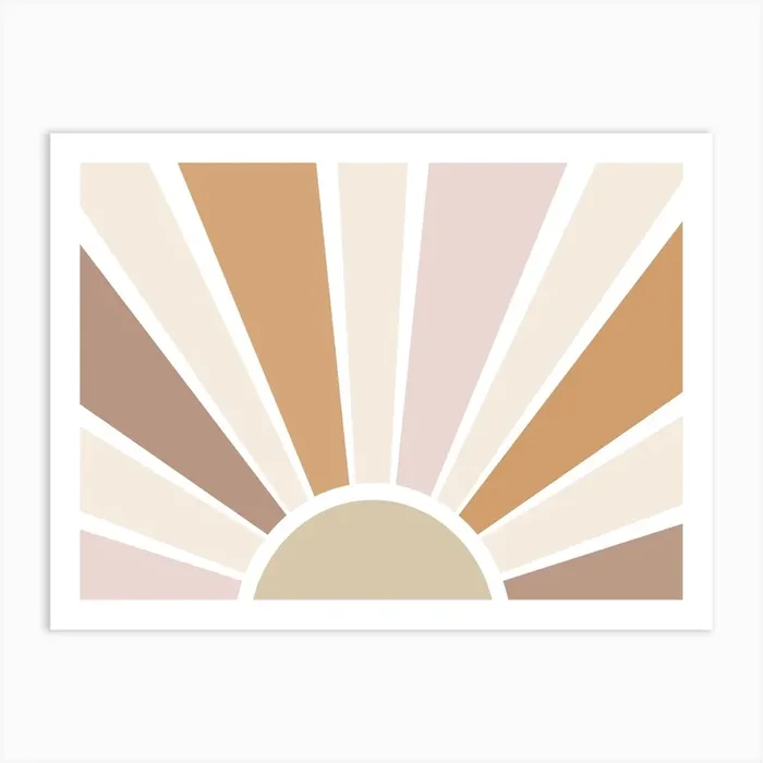 Retro Sun Landscape Art Print by Mambo