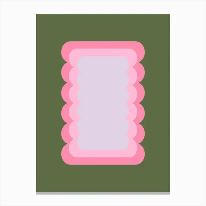 Retro Wavy Shape Green And Pink Canvas PrintDR by Daily Regina Designs