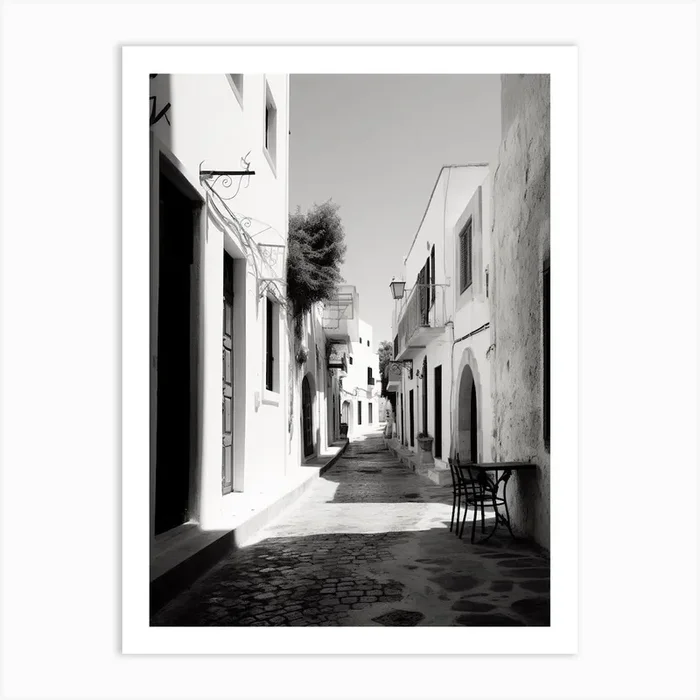 Rhodes, Greece, Mediterranean Black And White Photography Analogue 1 Art Print by Monochrome Vistas