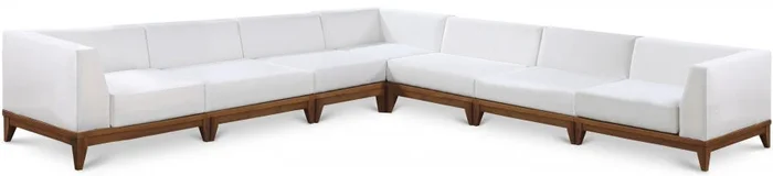 Rio 131 ” Off White Water Resistant Fabric Upholstered Outdoor Patio 7pc. Modular Sectional