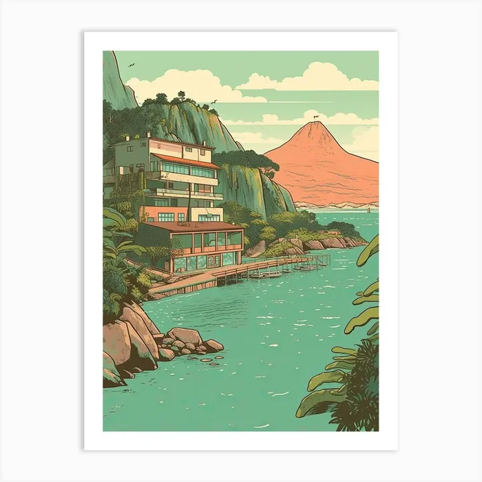 Rio De Janeiro Brazil Travel Illustration 2 Art Print by Fusion Designs