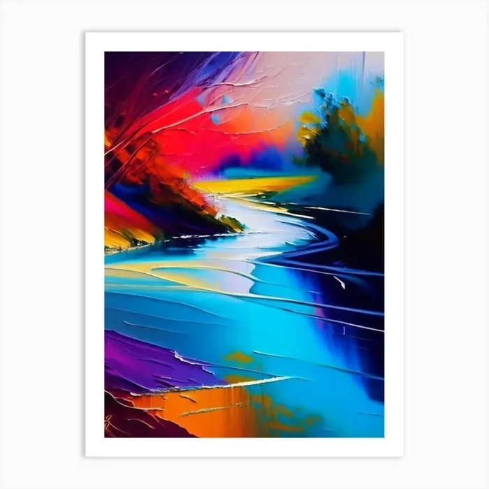 River Current Landscapes Waterscape Bright Abstract 1 Art PrintHH by Hydro Hues