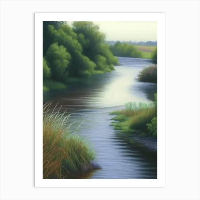 River Current Landscapes Waterscape Crayon 3 Art PrintHH by Hydro Hues