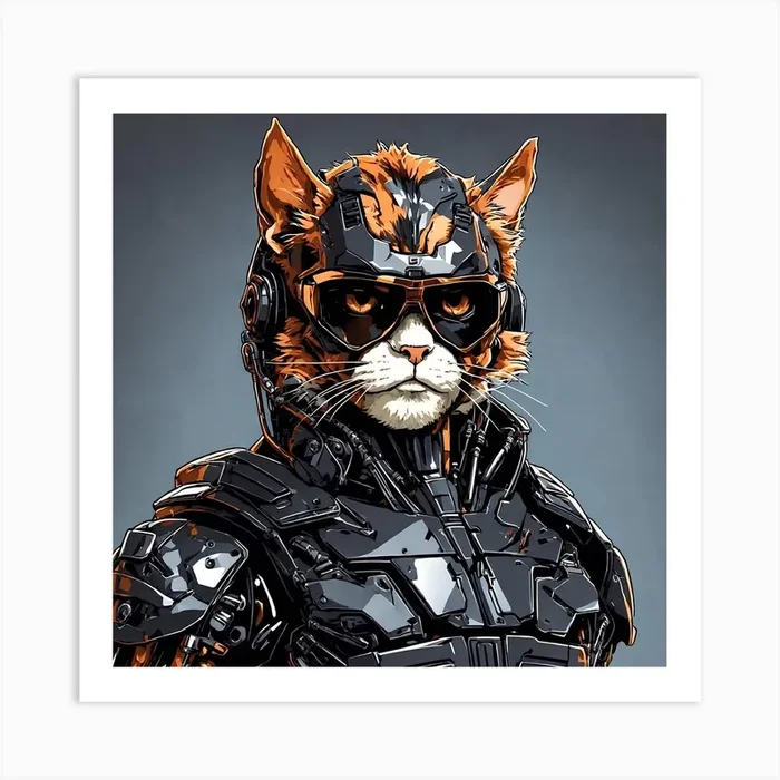 Robot Cat 1 Art Print by Ishwar Creation