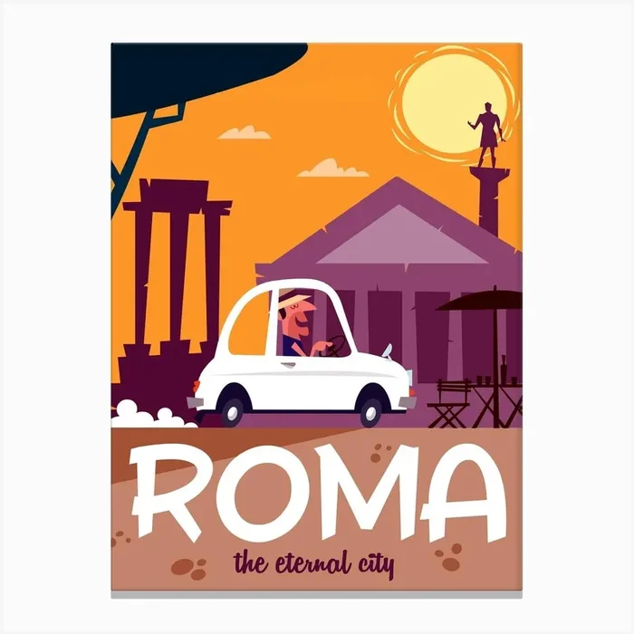 Roma Poster Orange Canvas Print by Gary Godel