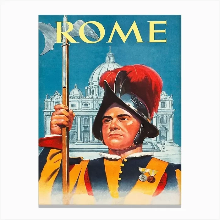 Rome, Italy, Vintage Travel Poster Canvas Print by Vintage Spirit