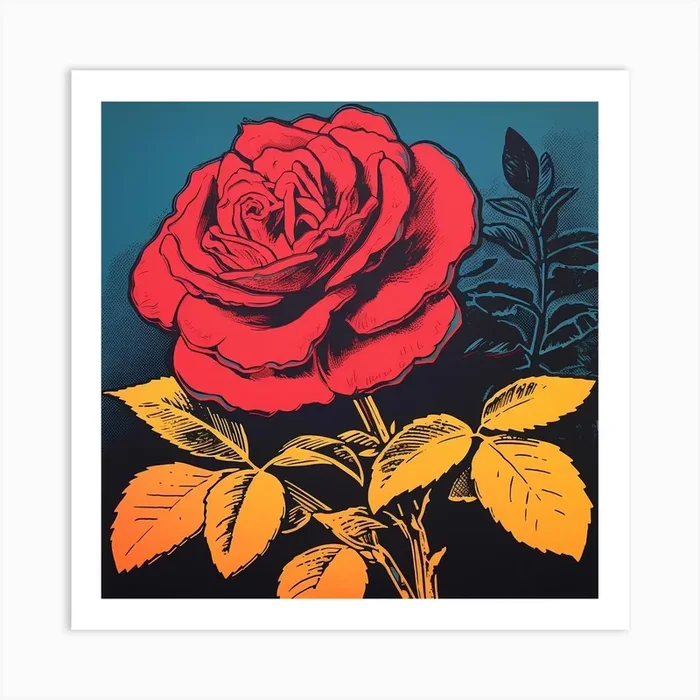 Rose 4 Pop Art Illustration Square Art Print by Botanic Studio