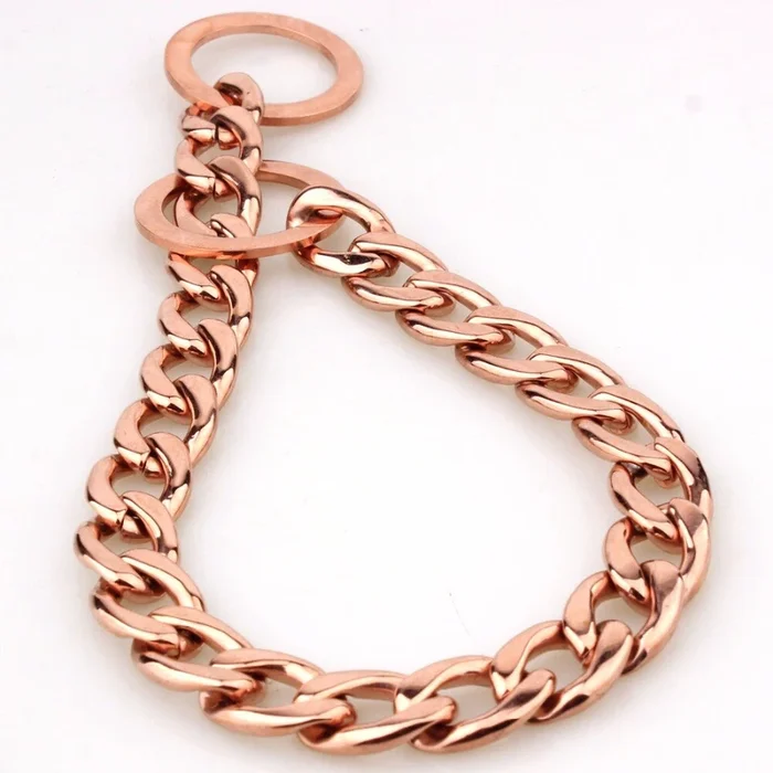 Rose Gold Dog Chain Collar – Cuban Link Slip Chain