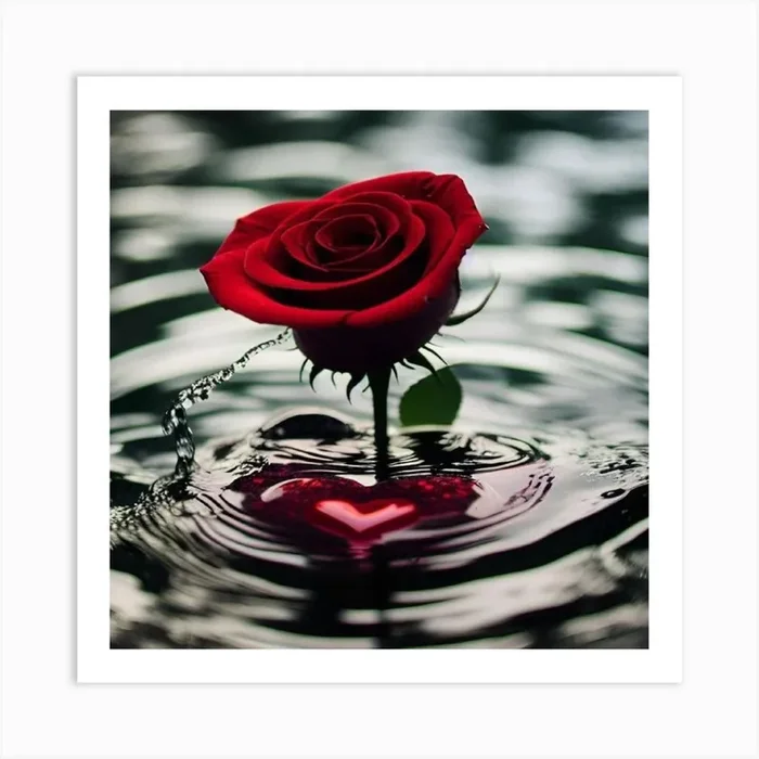 Rose In Water Art PrintH by Hadeer