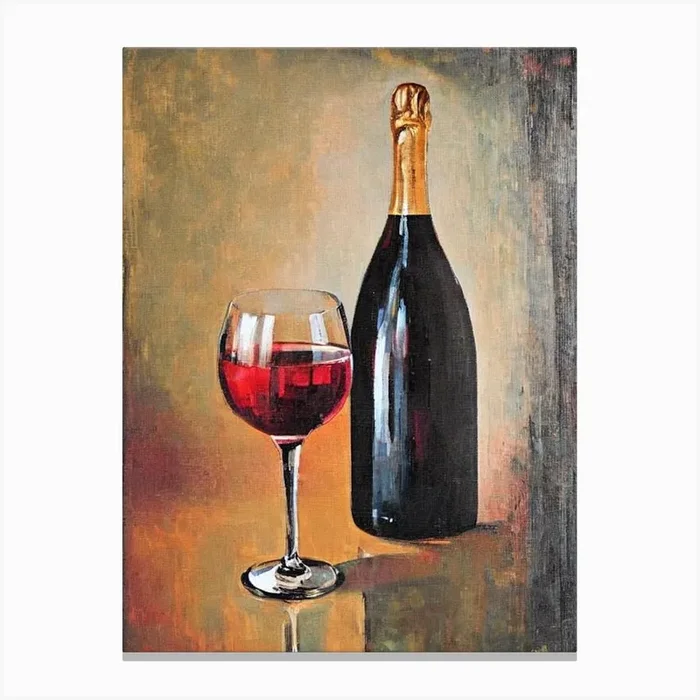 Rosé Prosecco Oil Painting Cocktail Poster Canvas Print by The Cocktail Hour