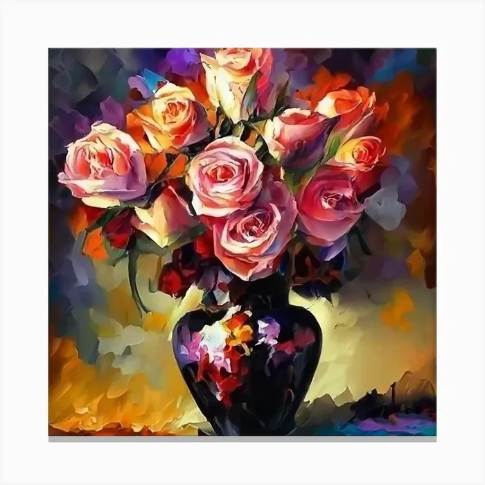 Roses In A Vase 2 Canvas Print by AleR2007