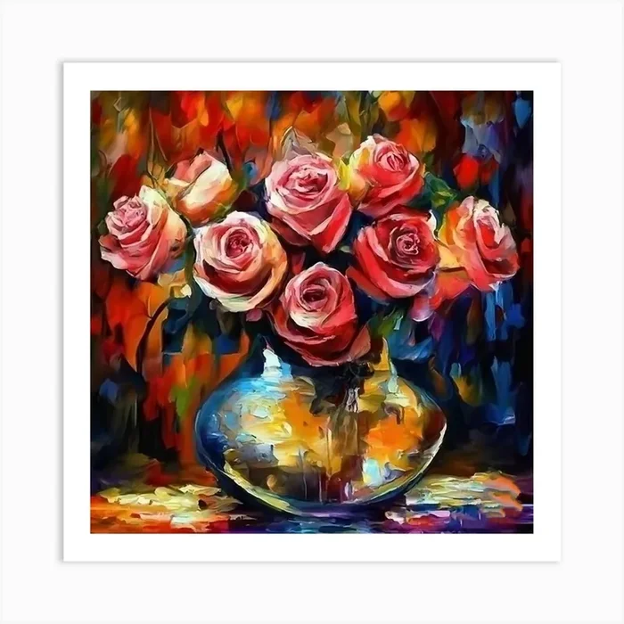 Roses In A Vase Art Print by AleR2007