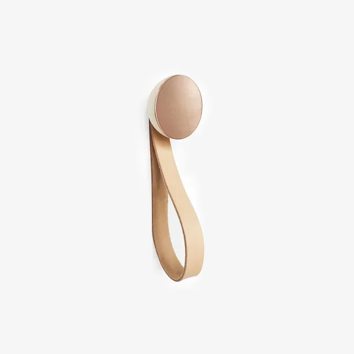 Round Beech Wood & Copper Wall Hook with Leather Strap by 5mm Paper