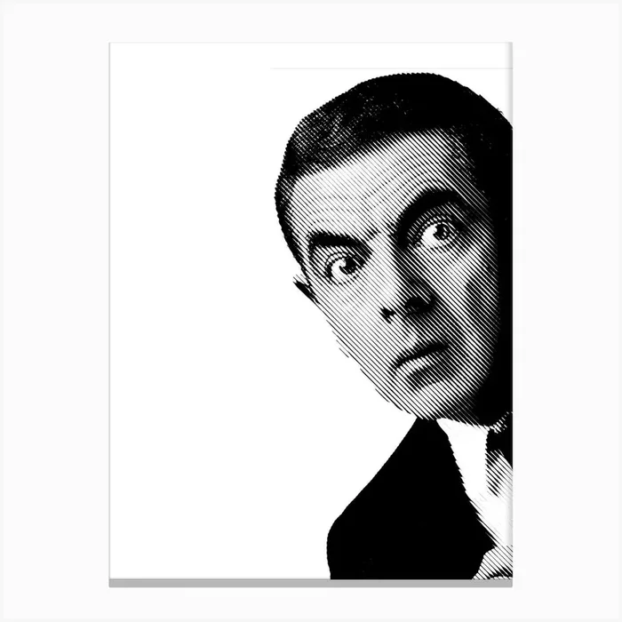 Rowan Atkinson Mr. Bean in Line Illustration Canvas PrintAB by Andika Bahtiar
