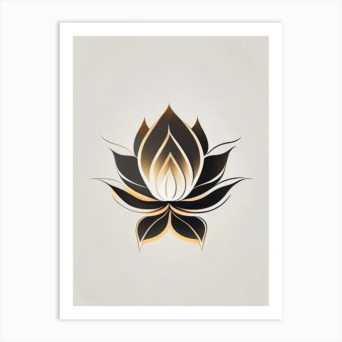 Sacred Lotus Retro Minimal 3 Art Print by The Artsy Florist