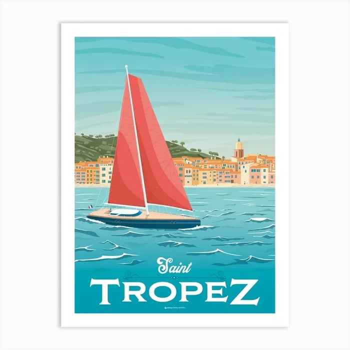 Saint Tropez France Art Print by Olahoop Travel Posters