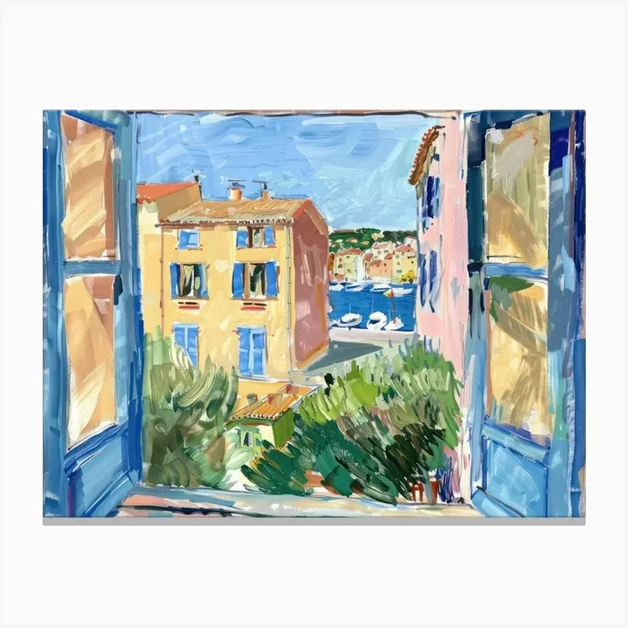 Saint Tropez From The Window View Painting 2 Canvas Print by Urban Vistas