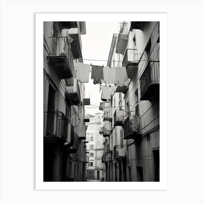 Salerno, Italy, Black And White Photography 1 Art Print by Monochrome Vistas