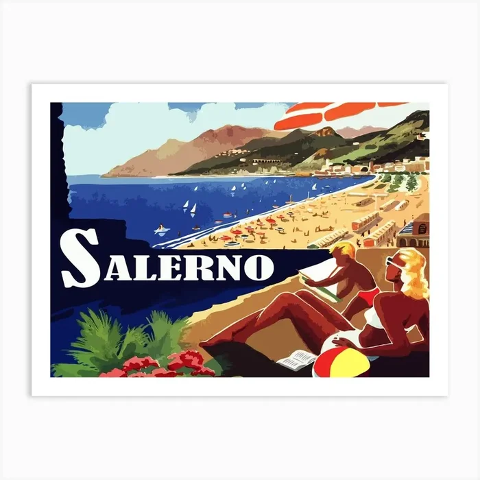 Salerno, Italy, Sunbathing Woman Art Print by Vintage Spirit