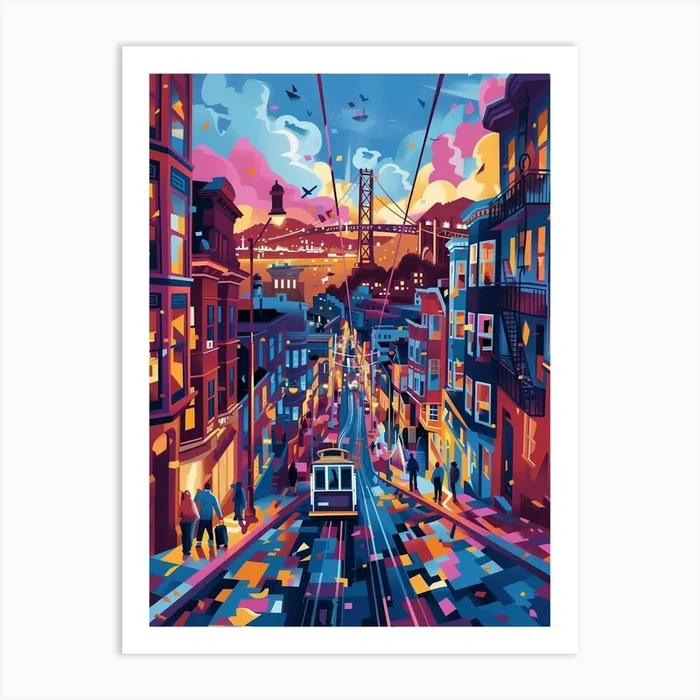 San Francisco, Contemporary Art, Souvenir Art Print by Moisky