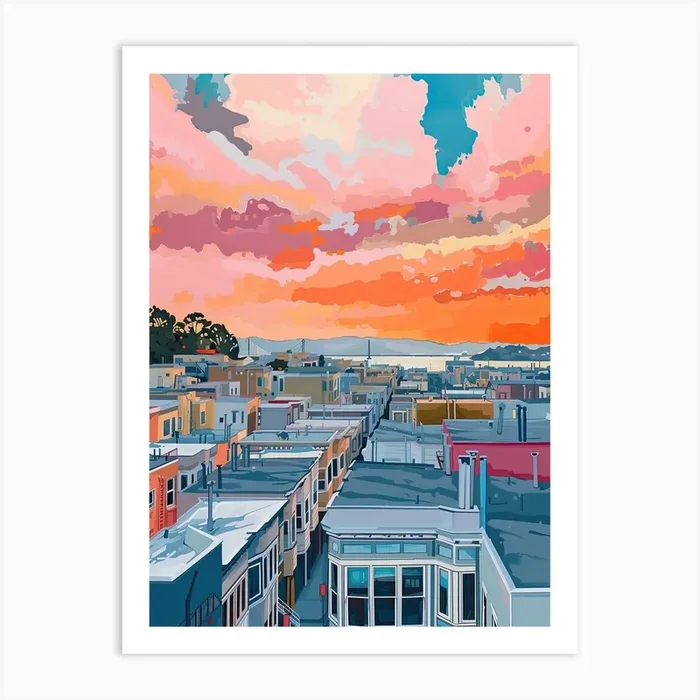 San Francisco Rooftops Morning Skyline 3 Art Print by Urban Vistas