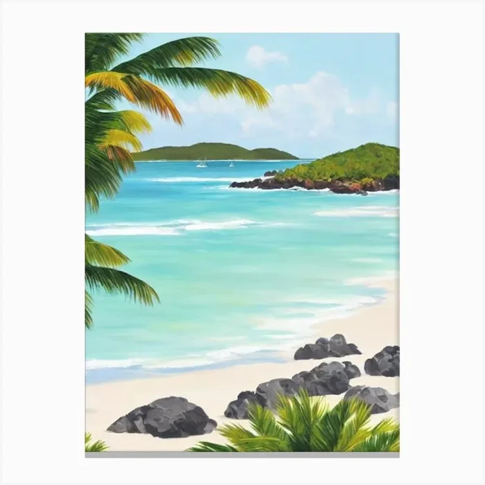 Sandy Island, Anguilla Contemporary Illustration Canvas Print by Sand & Surf Prints