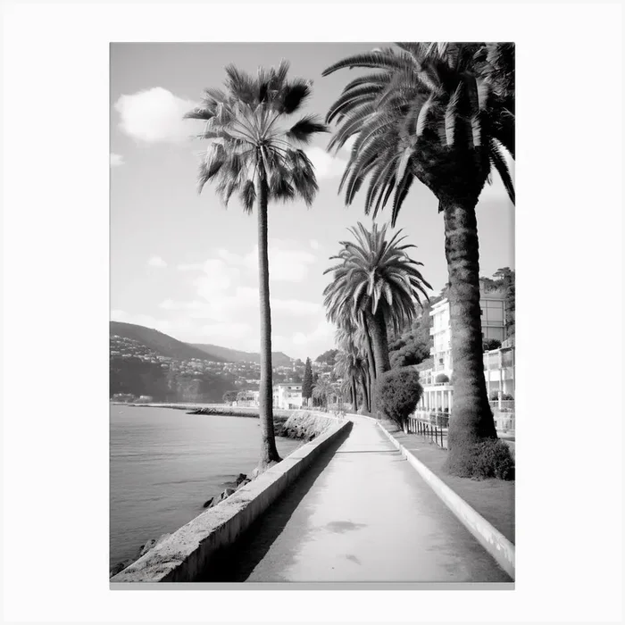 Santa Margherita Ligure, Italy, Black And White Photography 3 Canvas Print by Monochrome Vistas