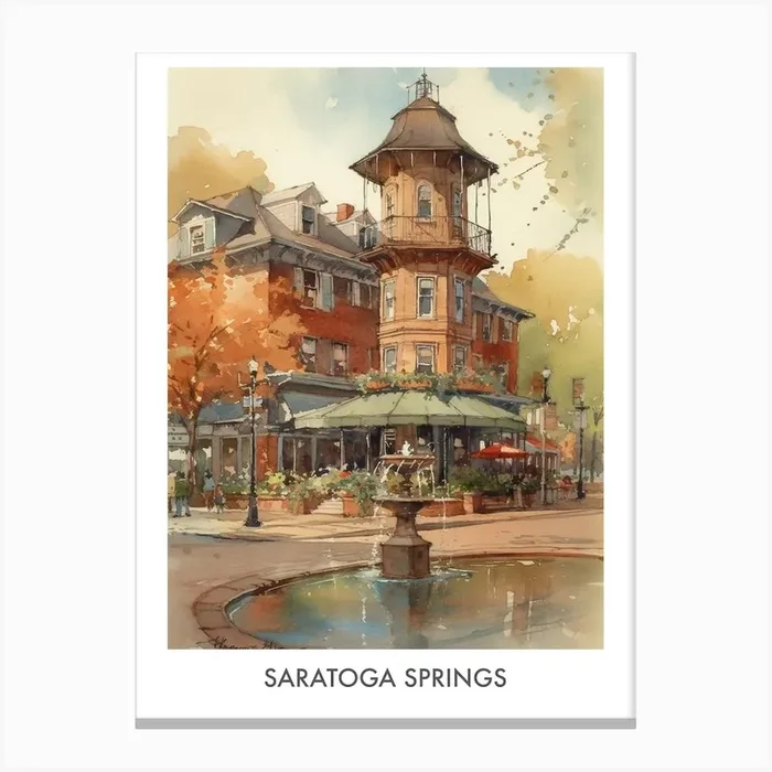Saratoga Springs Watercolor 2travel Poster Canvas Print by Fusion Designs