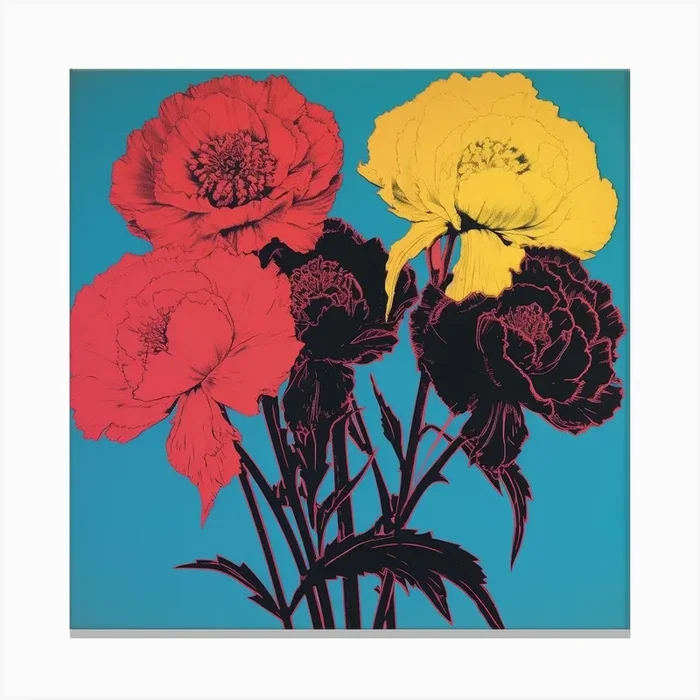 Scabiosa 3 Pop Art Illustration Square Canvas Print by Botanic Studio