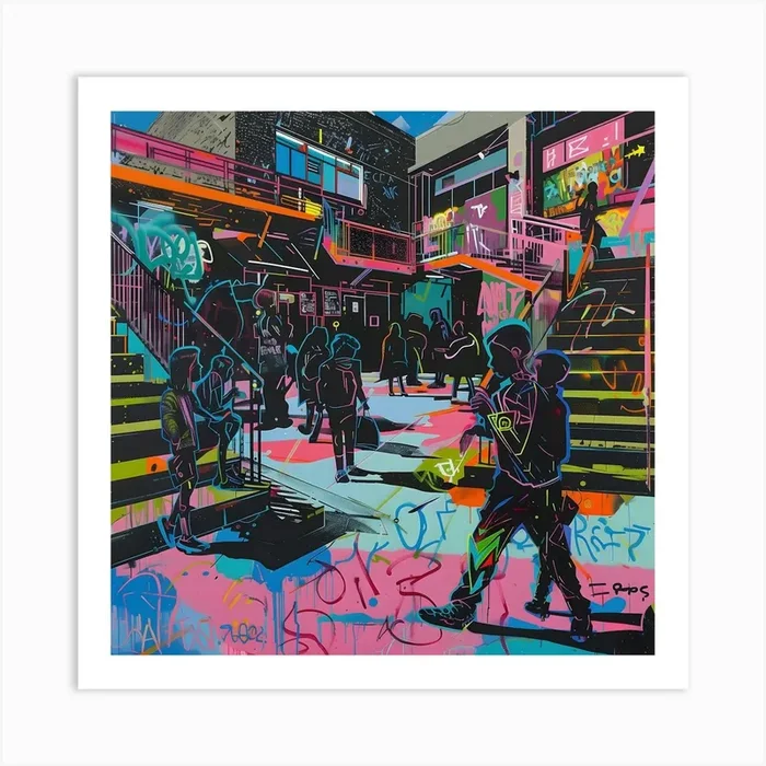 School, Graffiti, Street Art, Urban Hues Art Print by Moisky