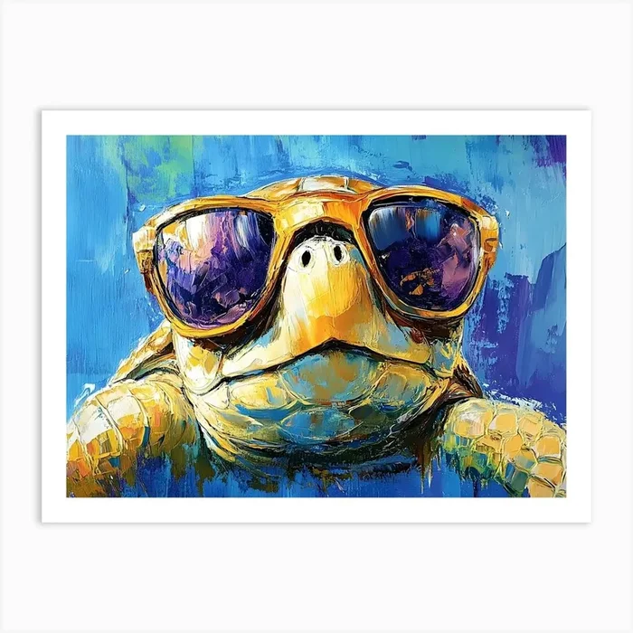 Sea Turtle In Sunglasses 2 Art PrintSC by S.K. Coghlan