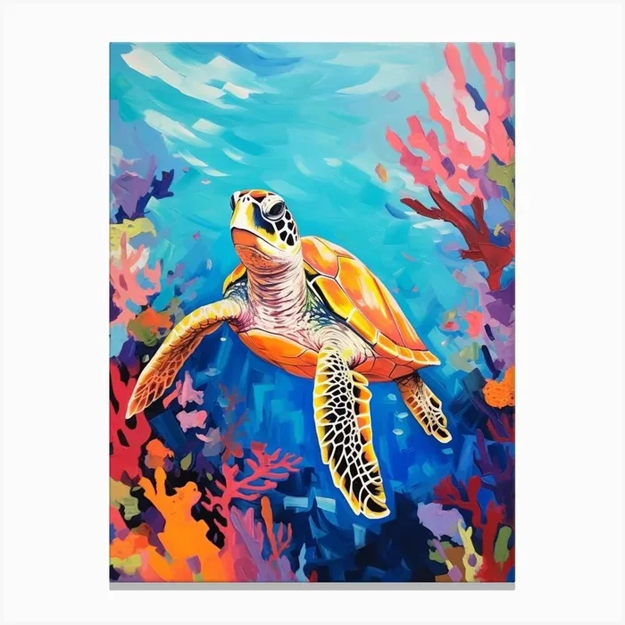 Sea Turtle Swimming 7 Canvas PrintMM by Marine Masterpieces