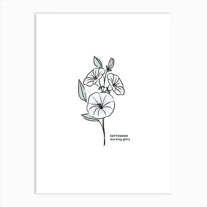September Morning Glory Birth Flower Art Print by Jande Summer