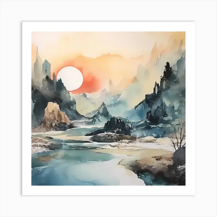 Serene Whispers in Watercolour Art Print by Quantum Vivid Digital Art