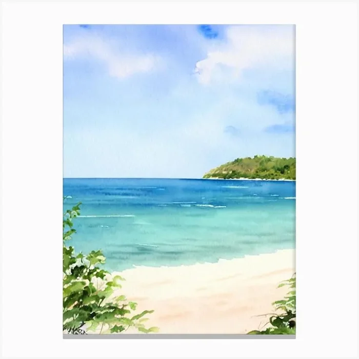 Seven Mile Beach 3, Jamaica Watercolour Canvas Print by Sand & Surf Prints