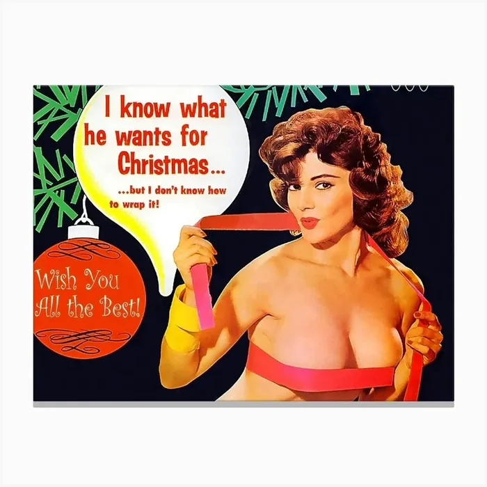 Sexy Pinup Christmas Greeting Canvas Print by Vintage Spirit