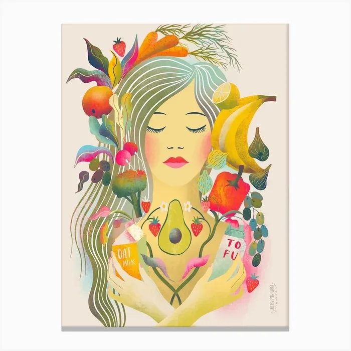 She Loves Vegan Food Canvas Print by Mira Paradies