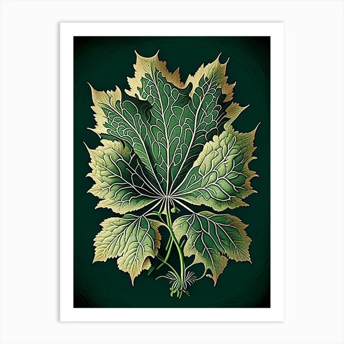 Siberian Ginseng Leaf Vintage Botanical 3 Art PrintL& by Leaf & Stem Studio