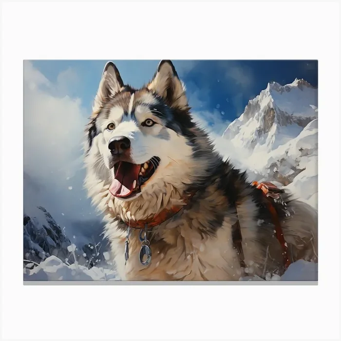 Siberian Husky In The Snow 2 Canvas Print by Creating professional oil paintings out of any small idea