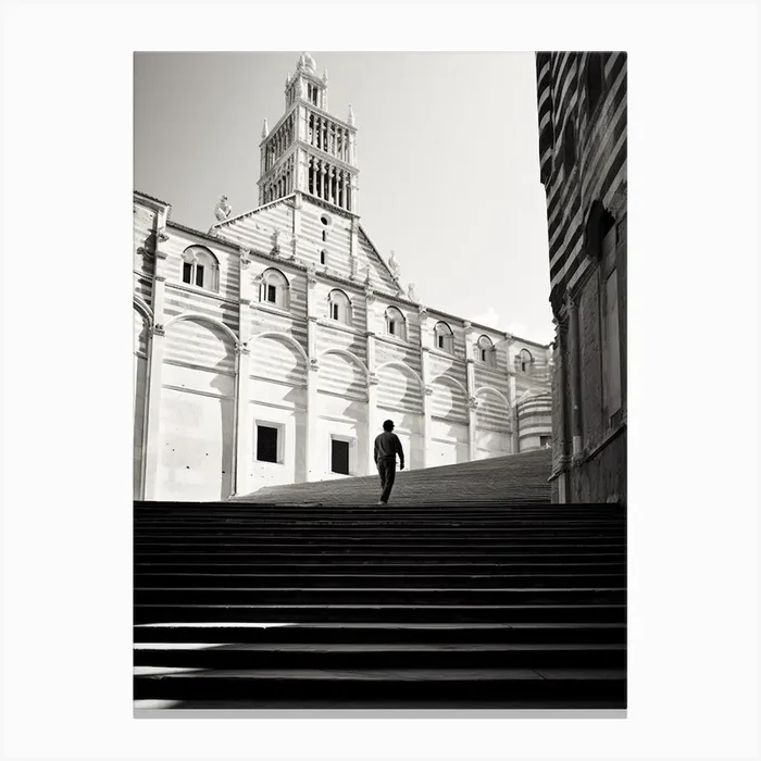 Siena, Italy, Black And White Analogue Photography 2 Canvas Print by Monochrome Vistas