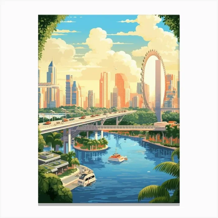Singapore Pixel Art 2 Canvas Print by PixelPerfect