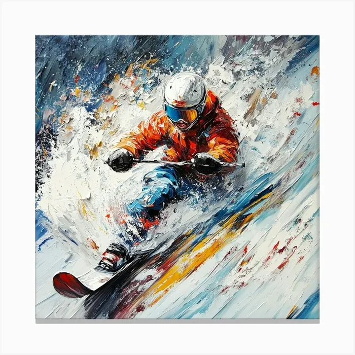 Skier Art Canvas PrintS by Saiful