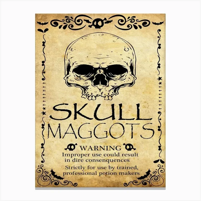 Skull Maggots, Halloween Poster Canvas Print by Vintage Spirit
