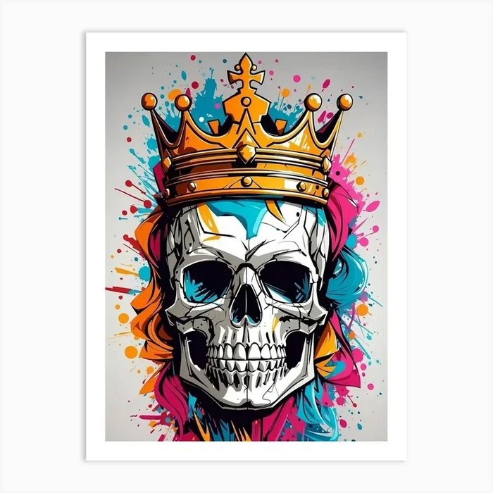 Skull With Crown Art Print by Saad design